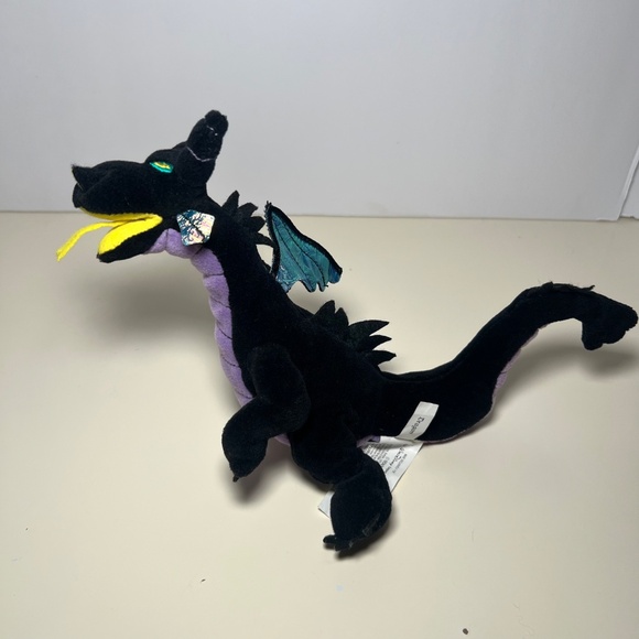 Disney Sleeping Beauty Maleficent Dragon 11" Plush Black, Purple, Shiny Wings - Picture 2 of 4